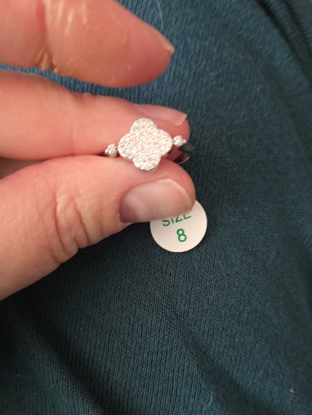 Sparkling Clover Pavé Ring in Silver Tone